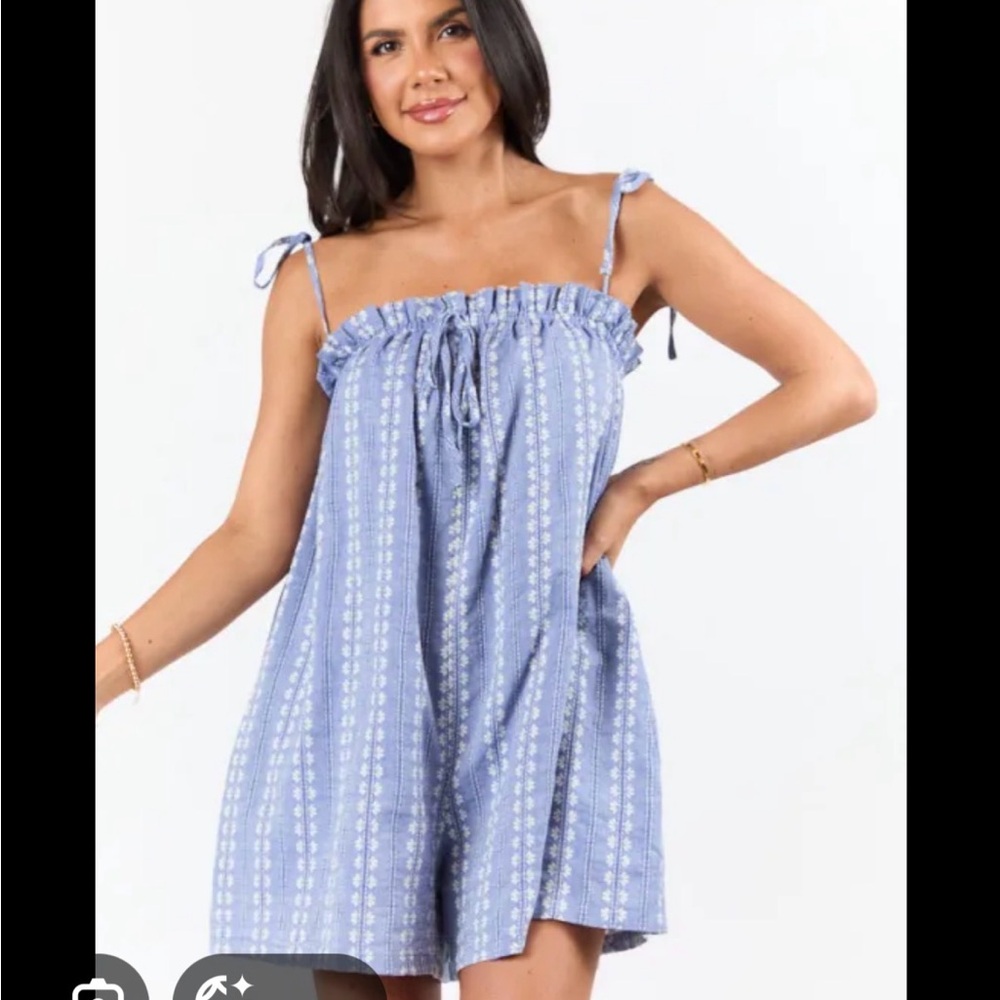 Pink Lily NWOT Chambray Romper